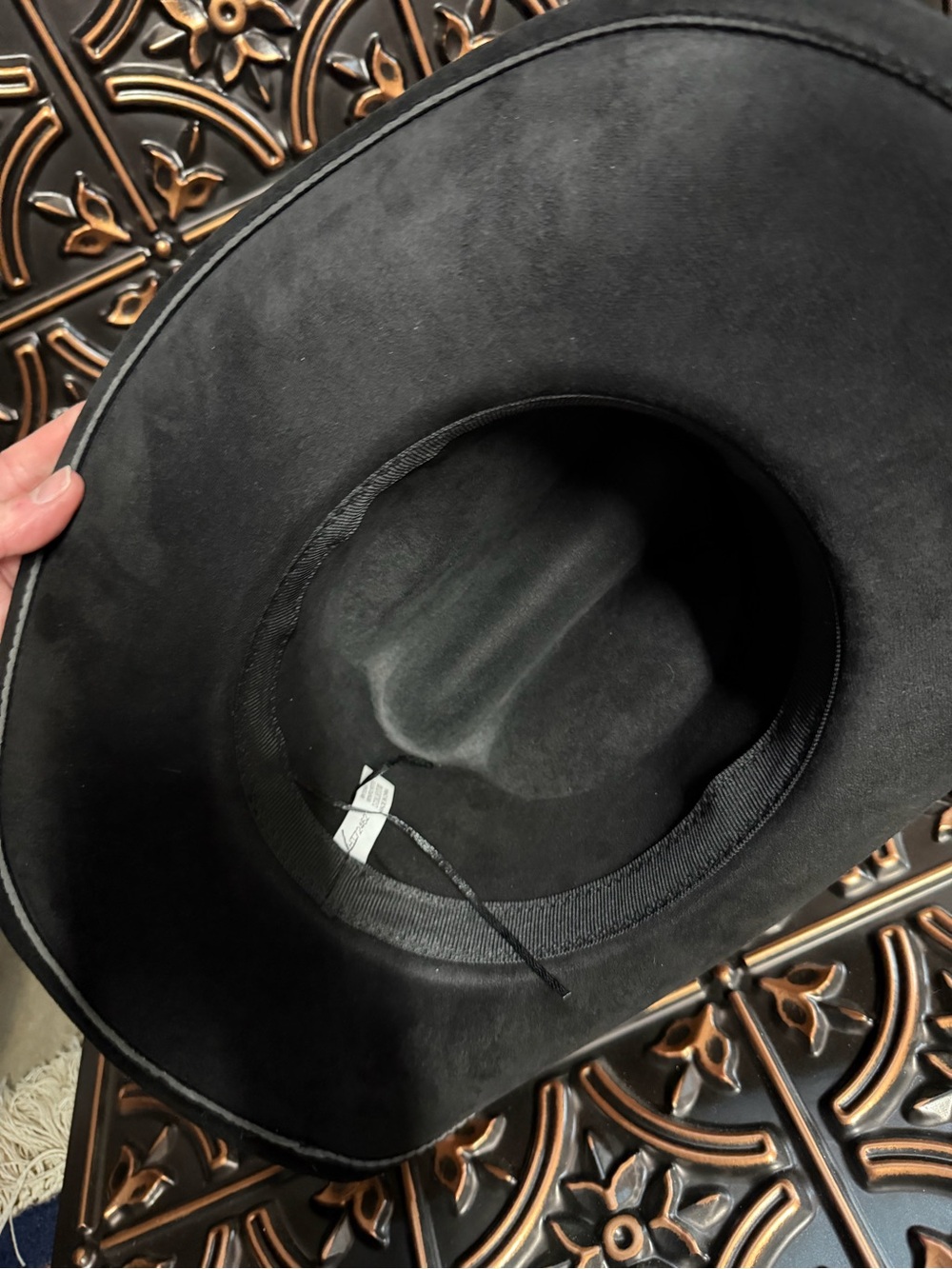 Black Western Cowboy Hat with Rhinestone Buckle - Picture 4 of 5